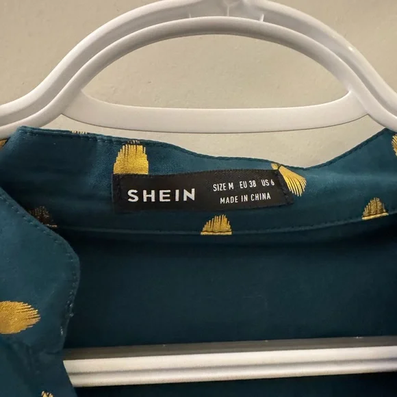 SHEIN Teal Dress with gold Dots - Picture 5 of 6